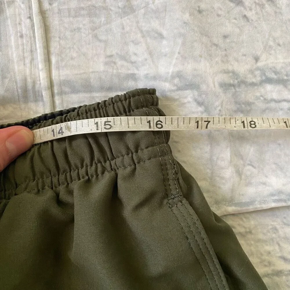Puritan men XL pull on swim trunks w/elastic drawstring waist olive green